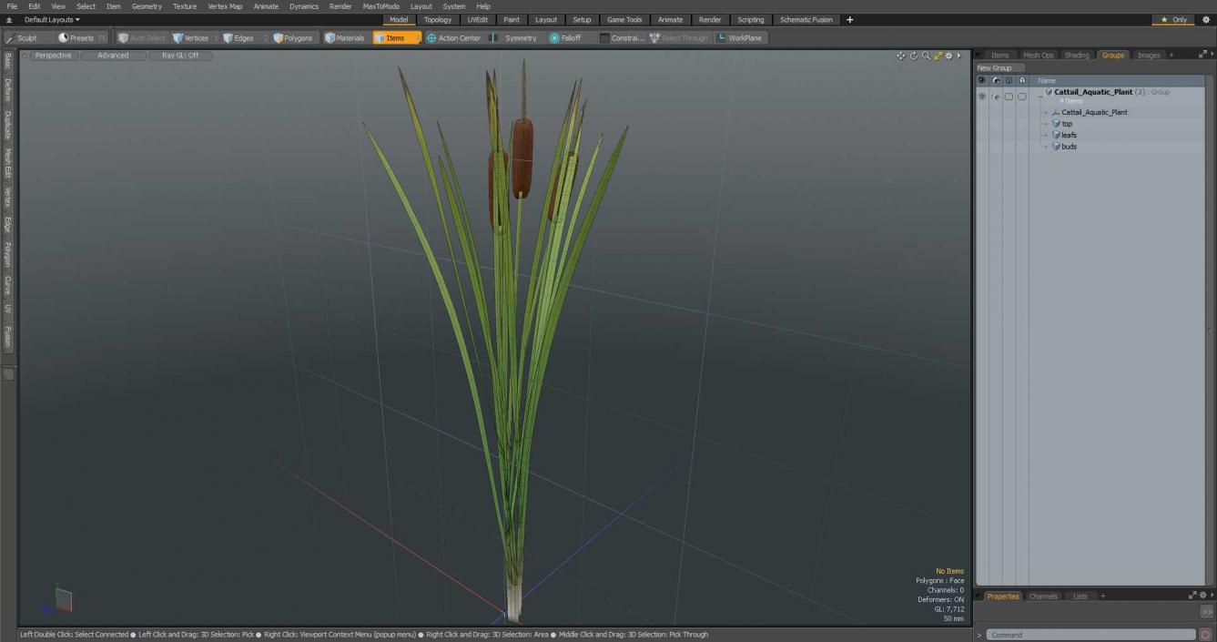 3D Cattail Aquatic Plant