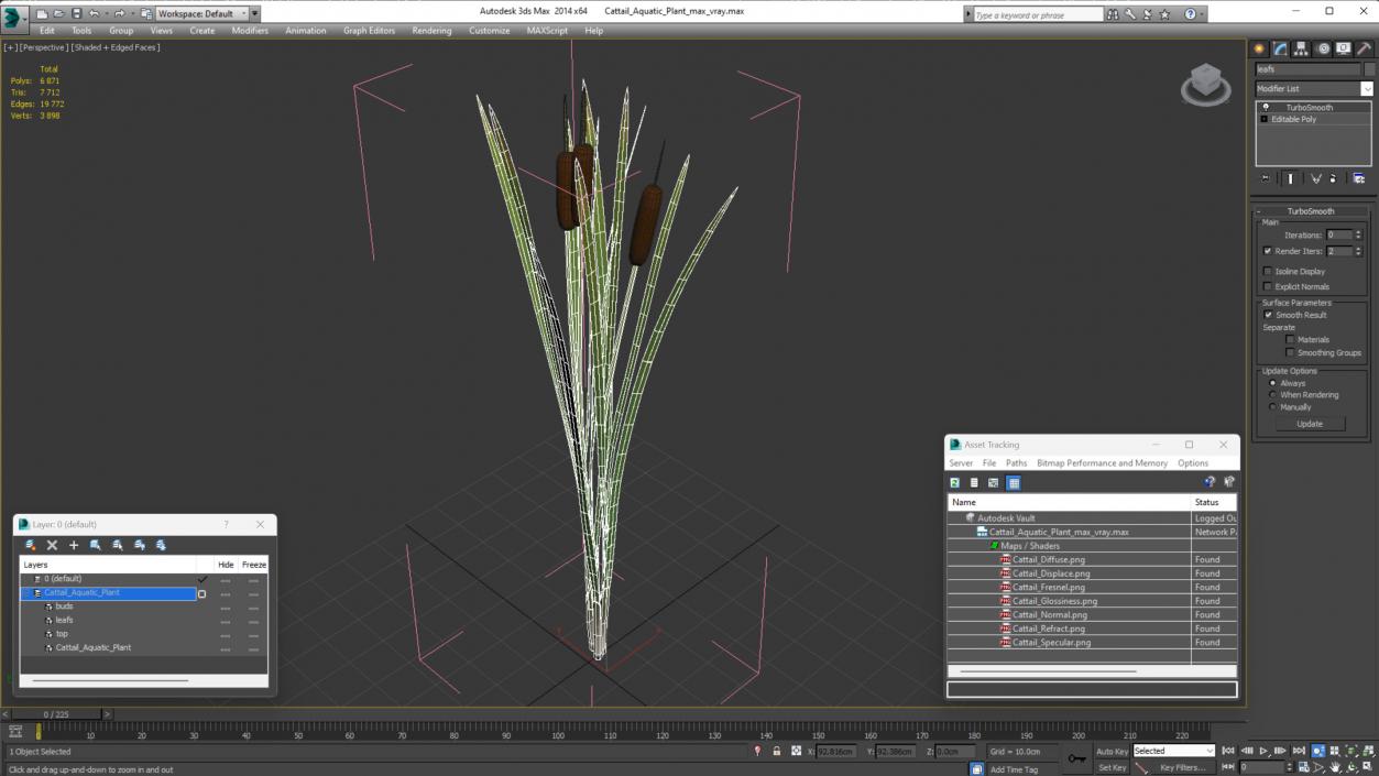 3D Cattail Aquatic Plant