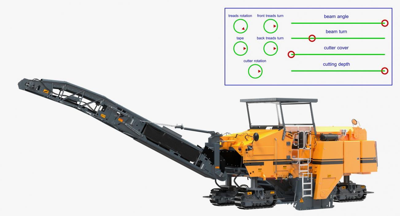 Asphalt Milling Machine Generic Clean Rigged 3D model