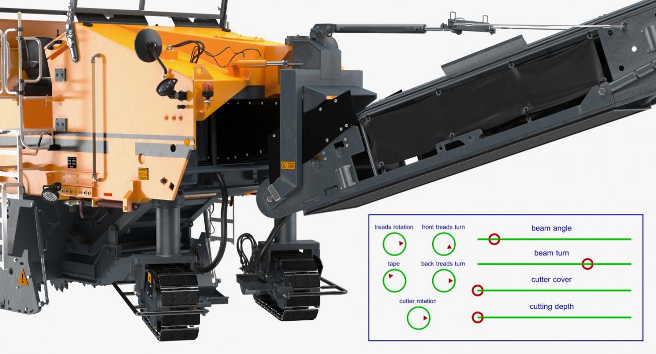 Asphalt Milling Machine Generic Clean Rigged 3D model