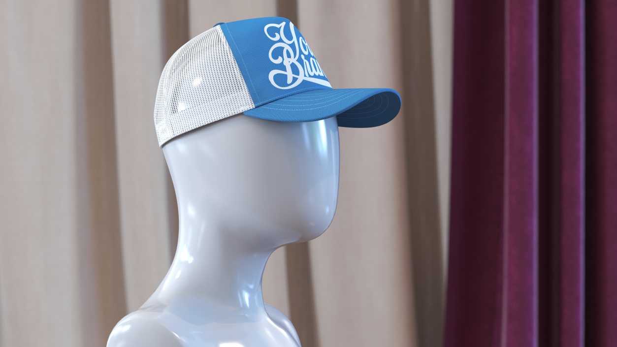 Trucker Cap Your Brand Blue 3D