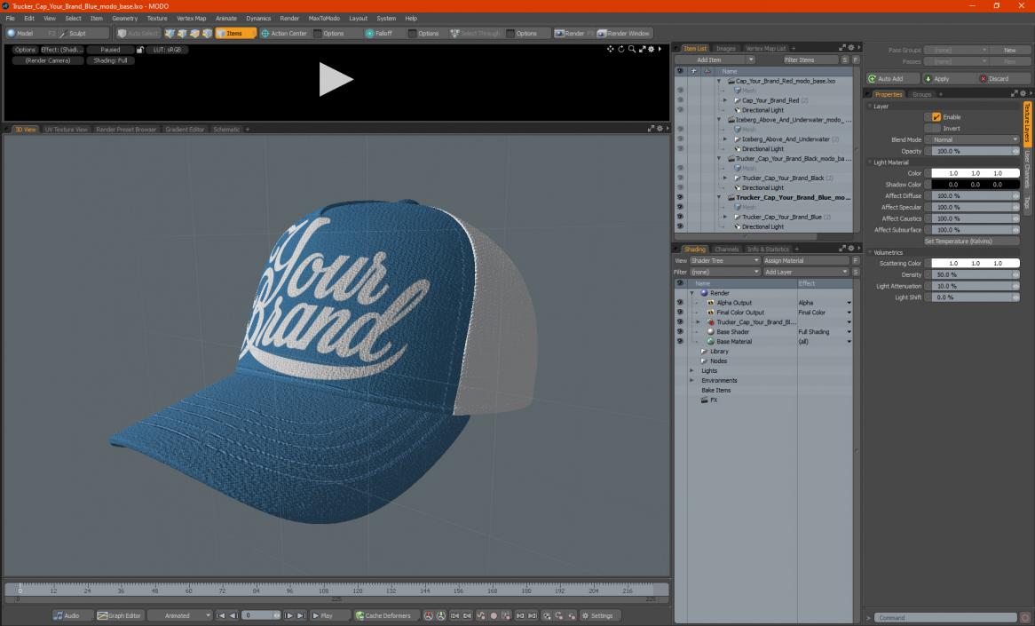 Trucker Cap Your Brand Blue 3D