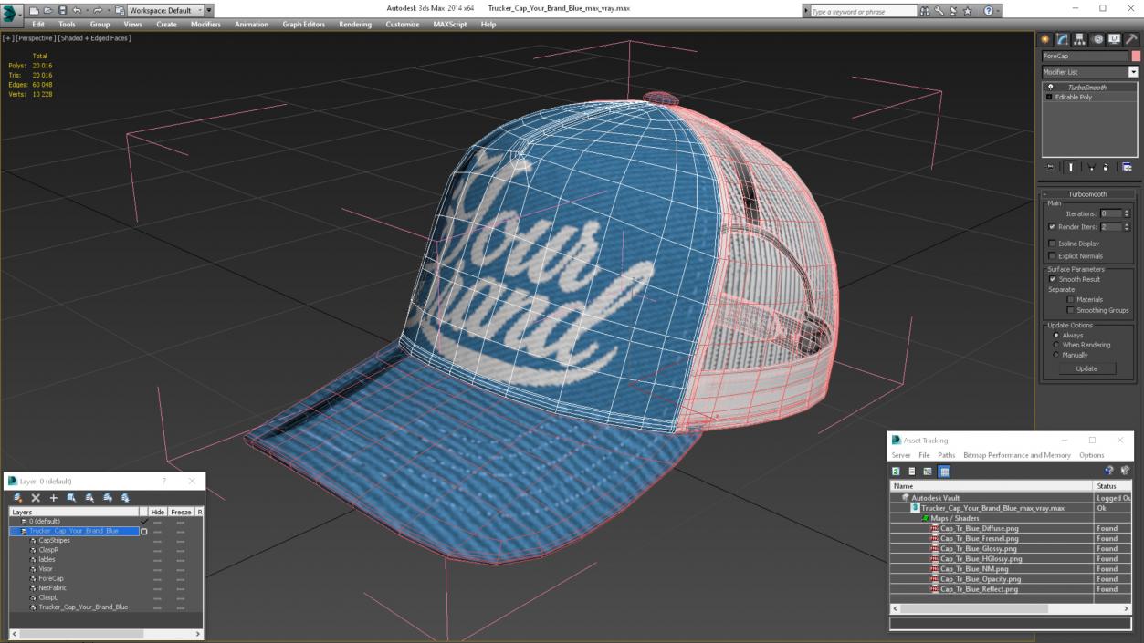 Trucker Cap Your Brand Blue 3D