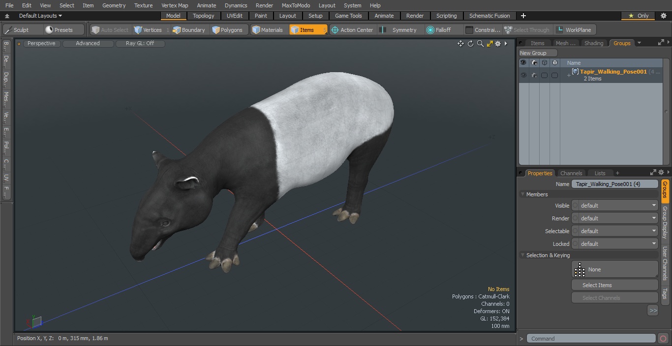 3D Tapir Walking Pose model