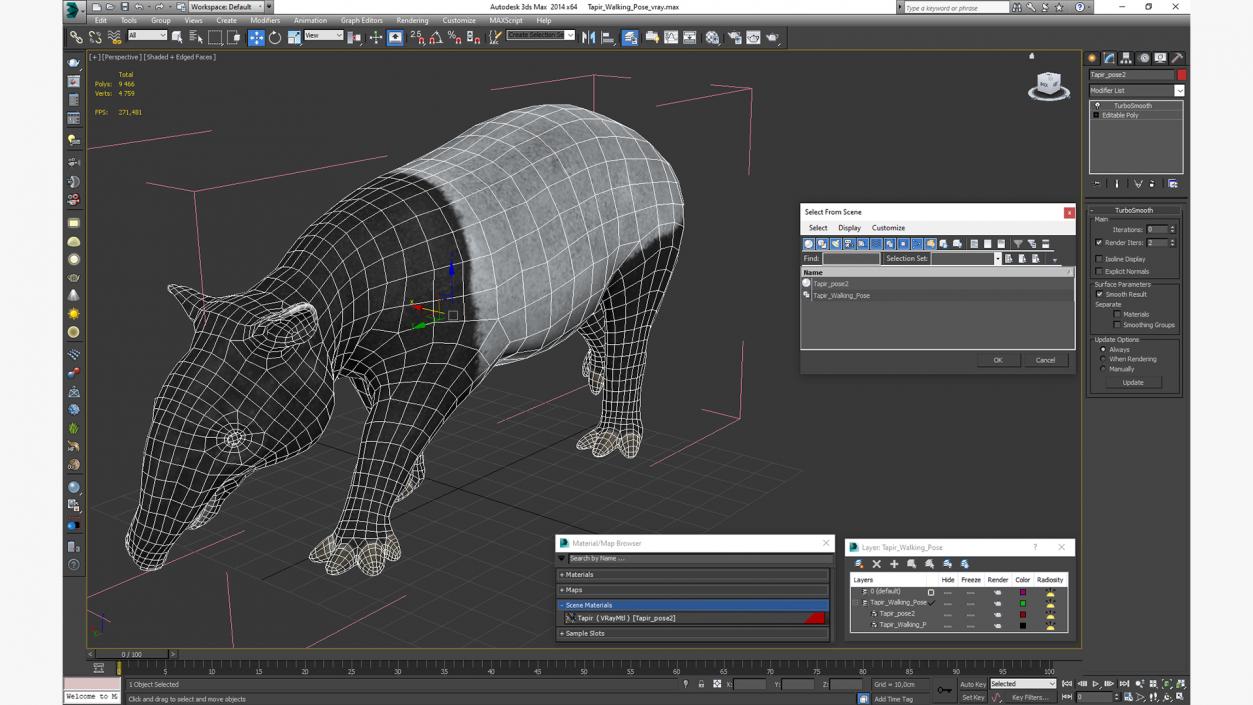 3D Tapir Walking Pose model