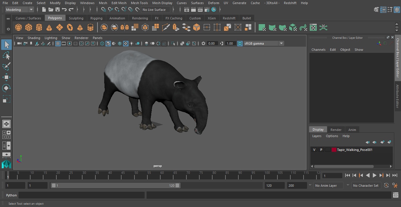 3D Tapir Walking Pose model