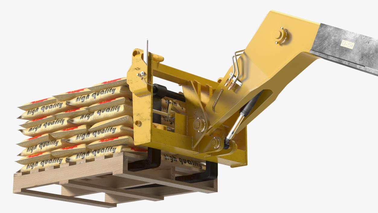 Telescopic Loader With Pallet of Cement Bags 3D model