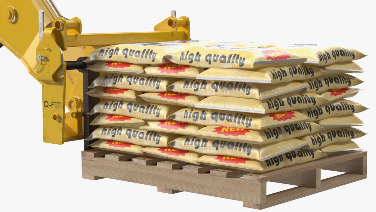 Telescopic Loader With Pallet of Cement Bags 3D model