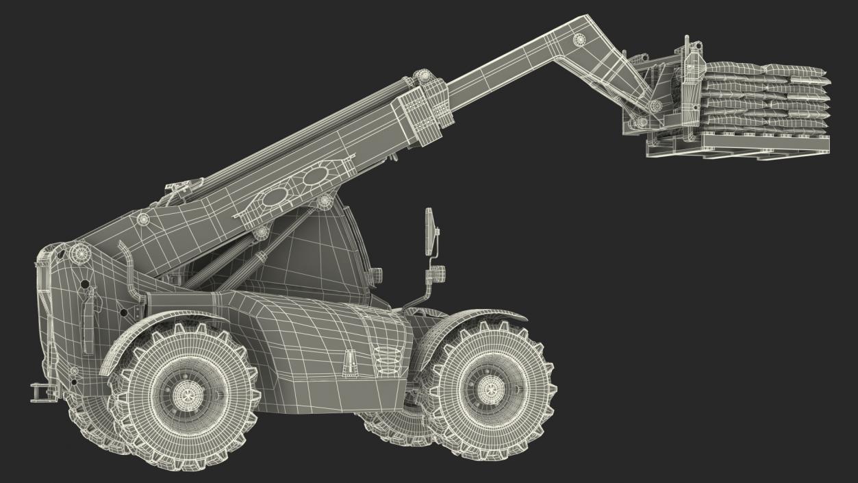 Telescopic Loader With Pallet of Cement Bags 3D model