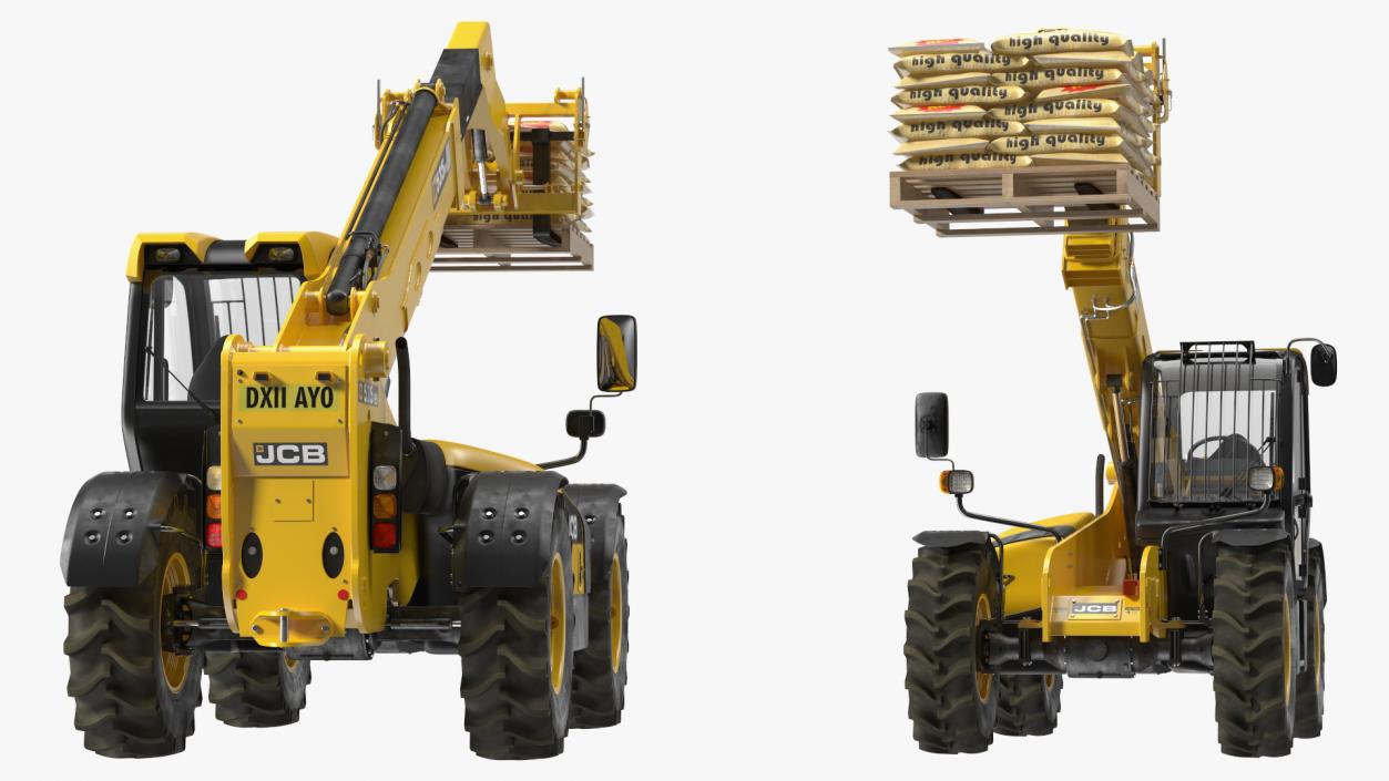 Telescopic Loader With Pallet of Cement Bags 3D model