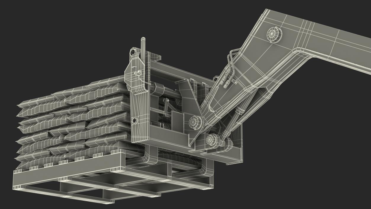 Telescopic Loader With Pallet of Cement Bags 3D model