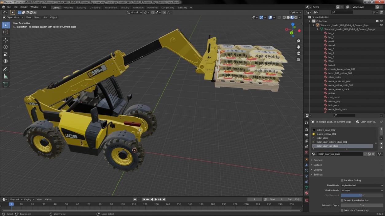 Telescopic Loader With Pallet of Cement Bags 3D model