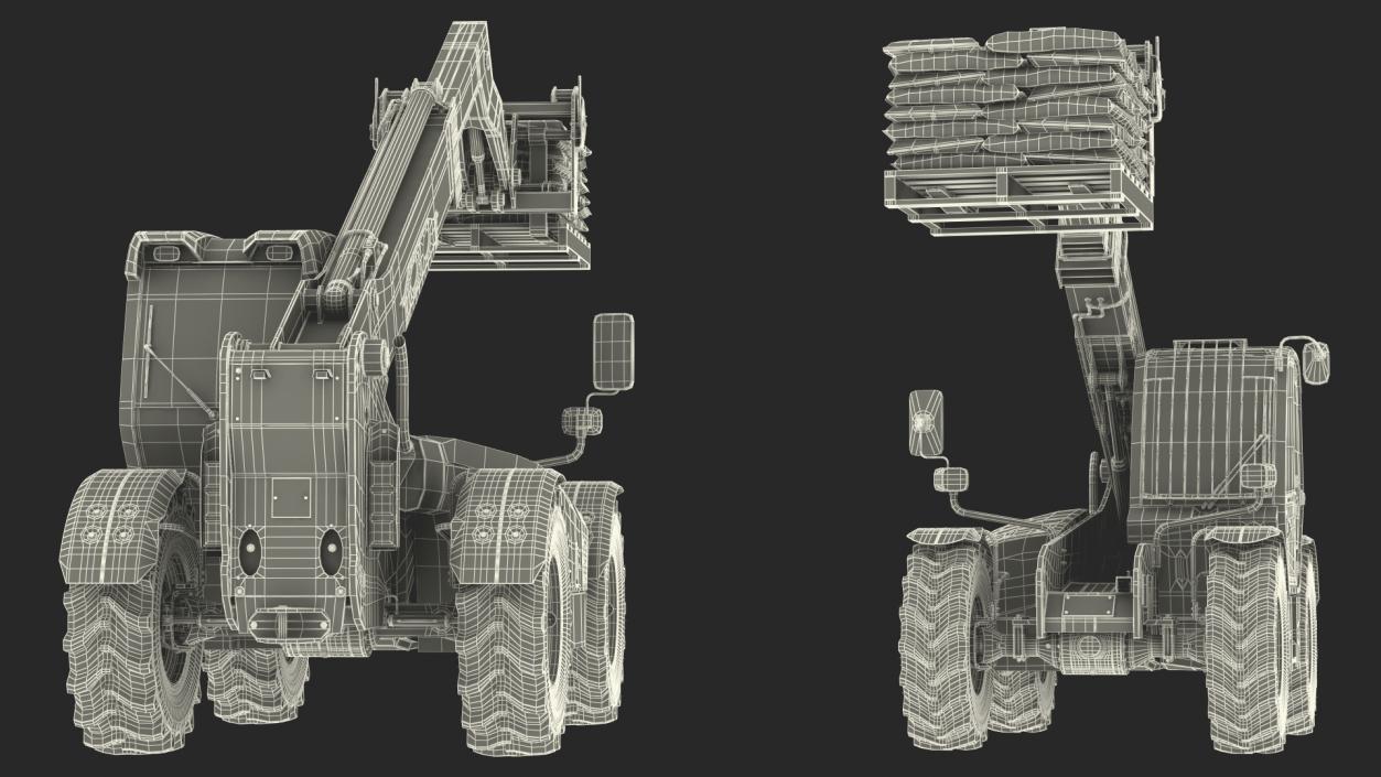 Telescopic Loader With Pallet of Cement Bags 3D model