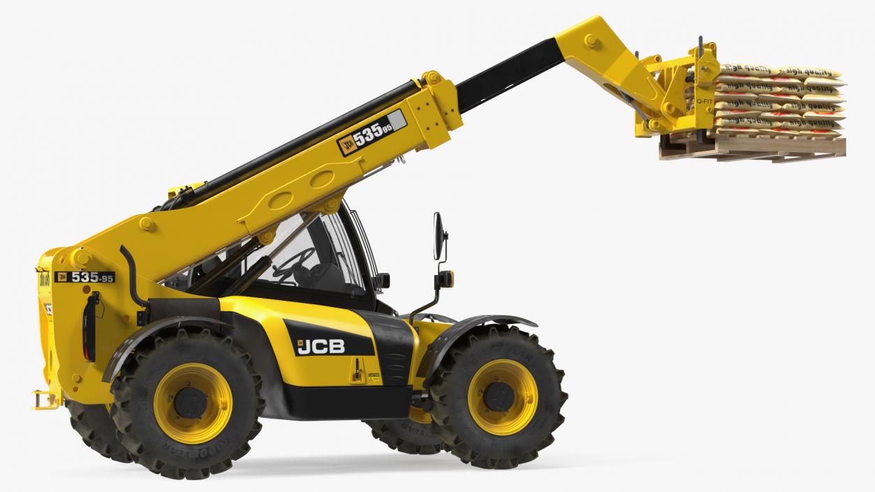 Telescopic Loader With Pallet of Cement Bags 3D model