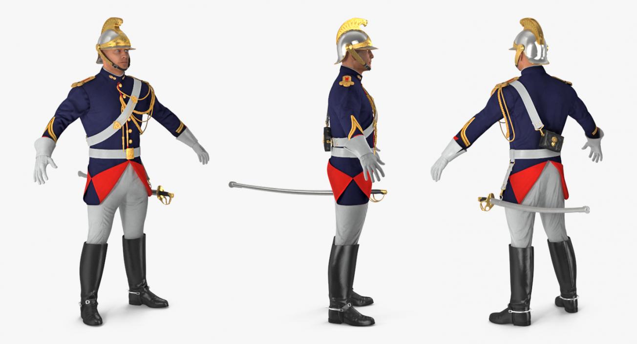 3D French Republican Guard in Traditional Uniform