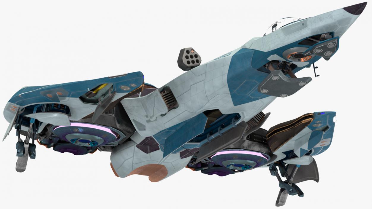 3D model Sci Fi Fighter Jet Blue Rigged