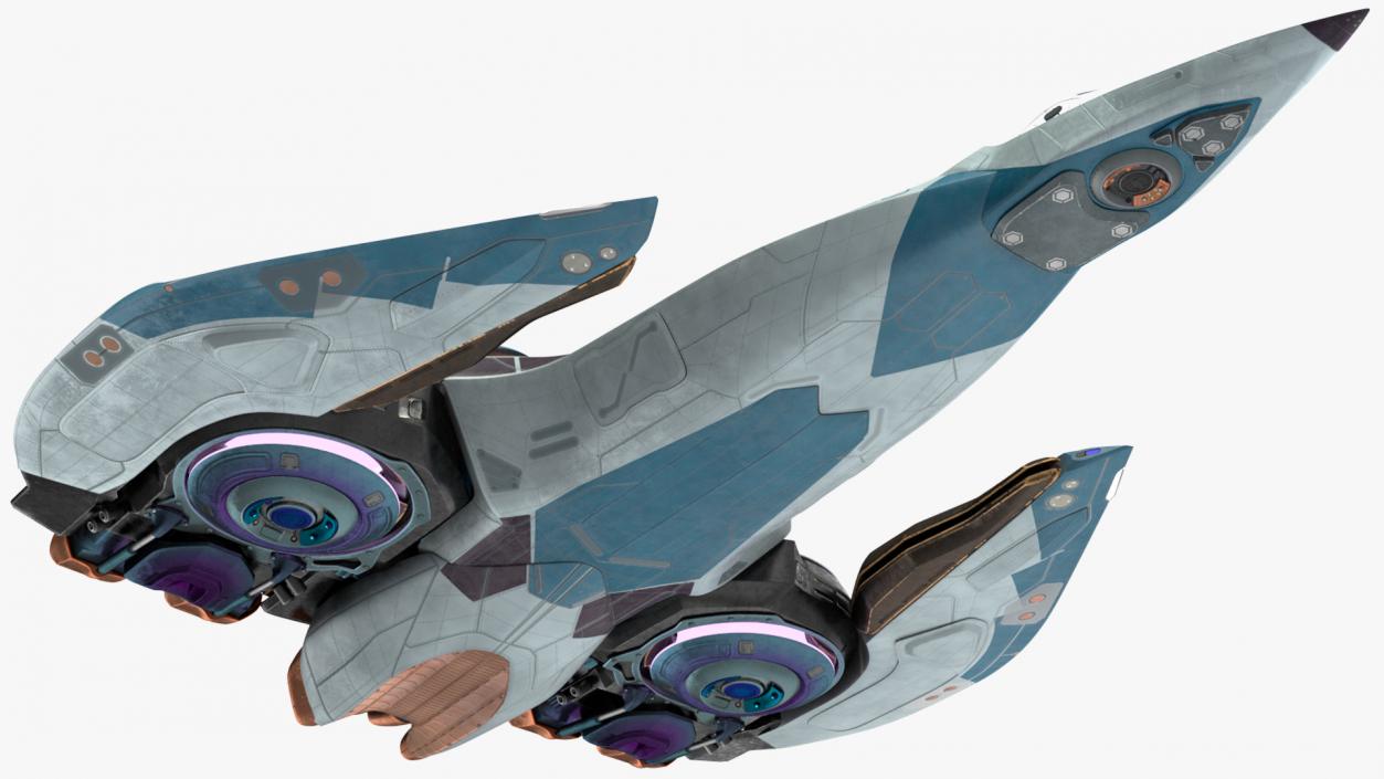 3D model Sci Fi Fighter Jet Blue Rigged