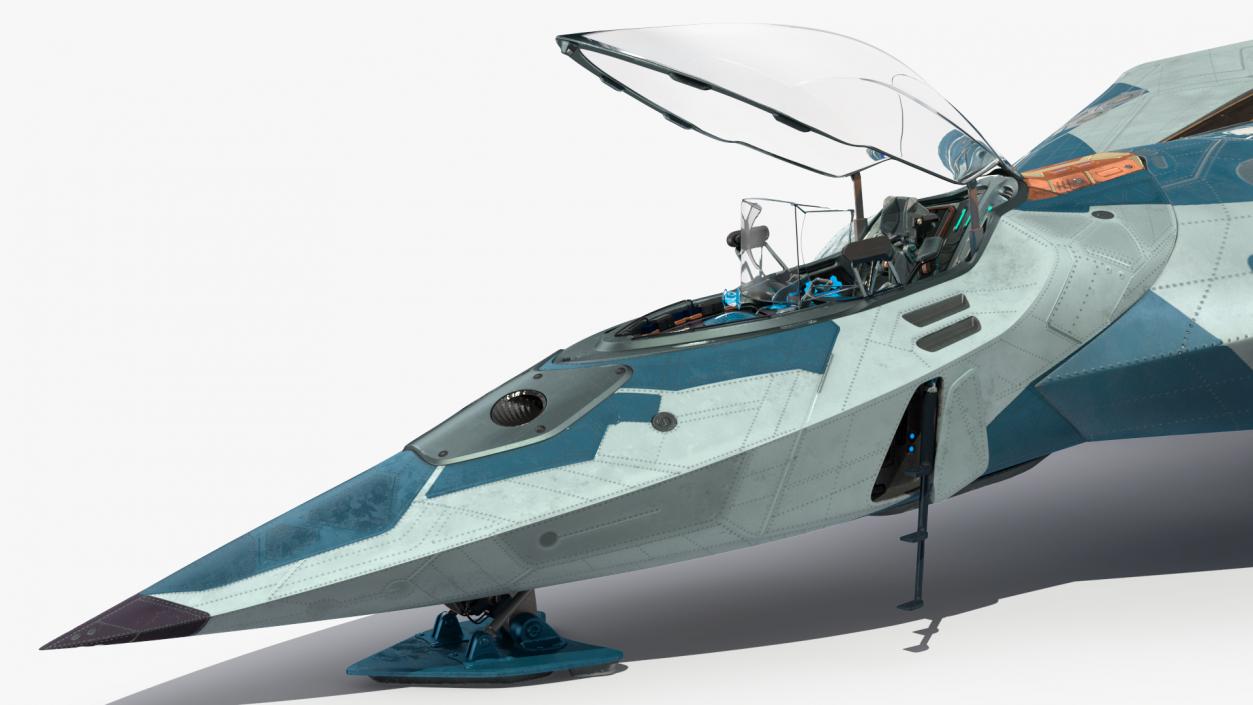 3D model Sci Fi Fighter Jet Blue Rigged