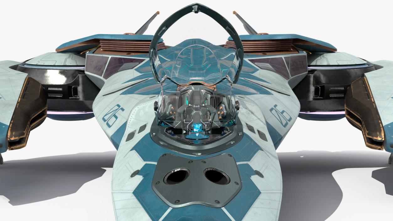 3D model Sci Fi Fighter Jet Blue Rigged