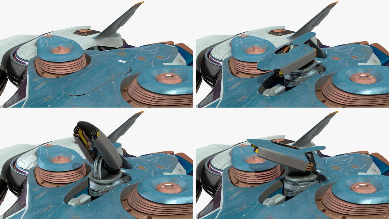 3D model Sci Fi Fighter Jet Blue Rigged