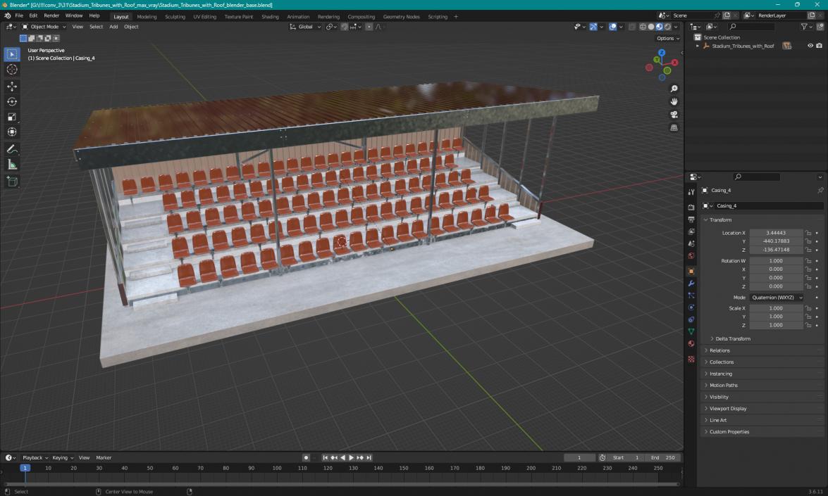 3D Stadium Tribunes with Roof