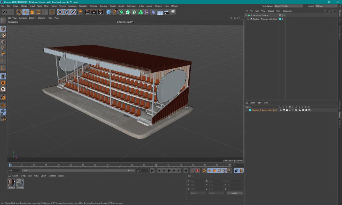 3D Stadium Tribunes with Roof