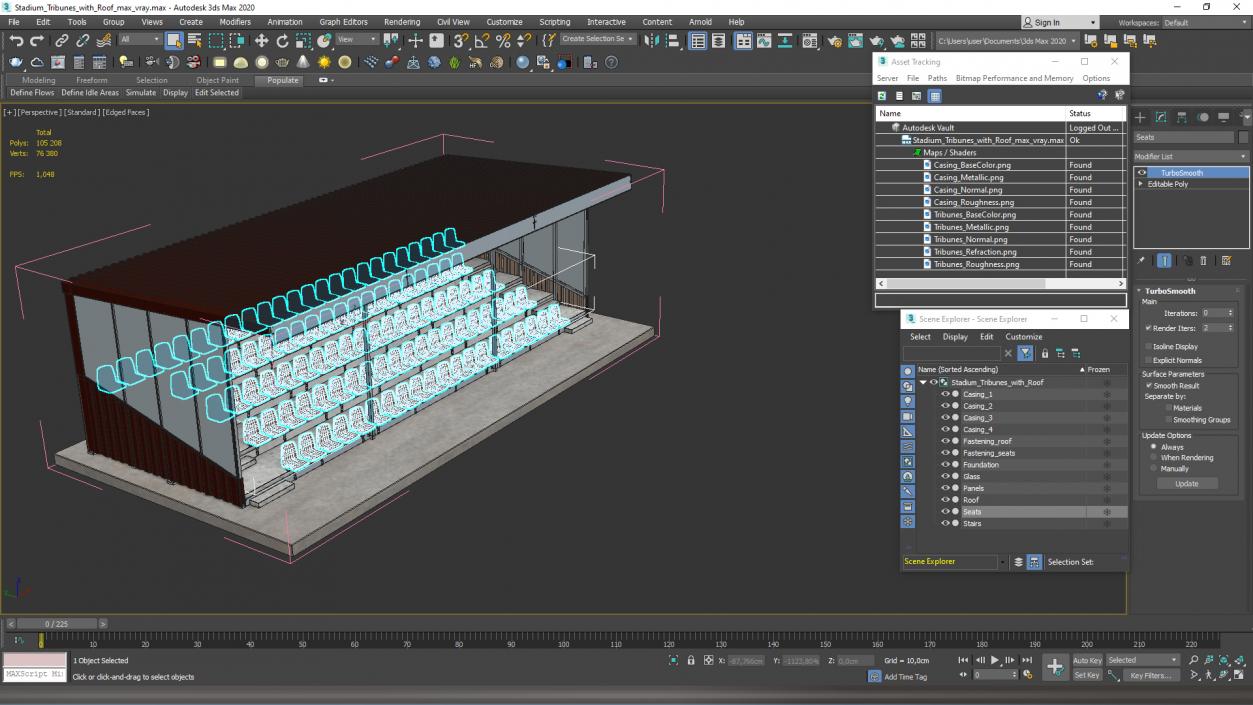 3D Stadium Tribunes with Roof