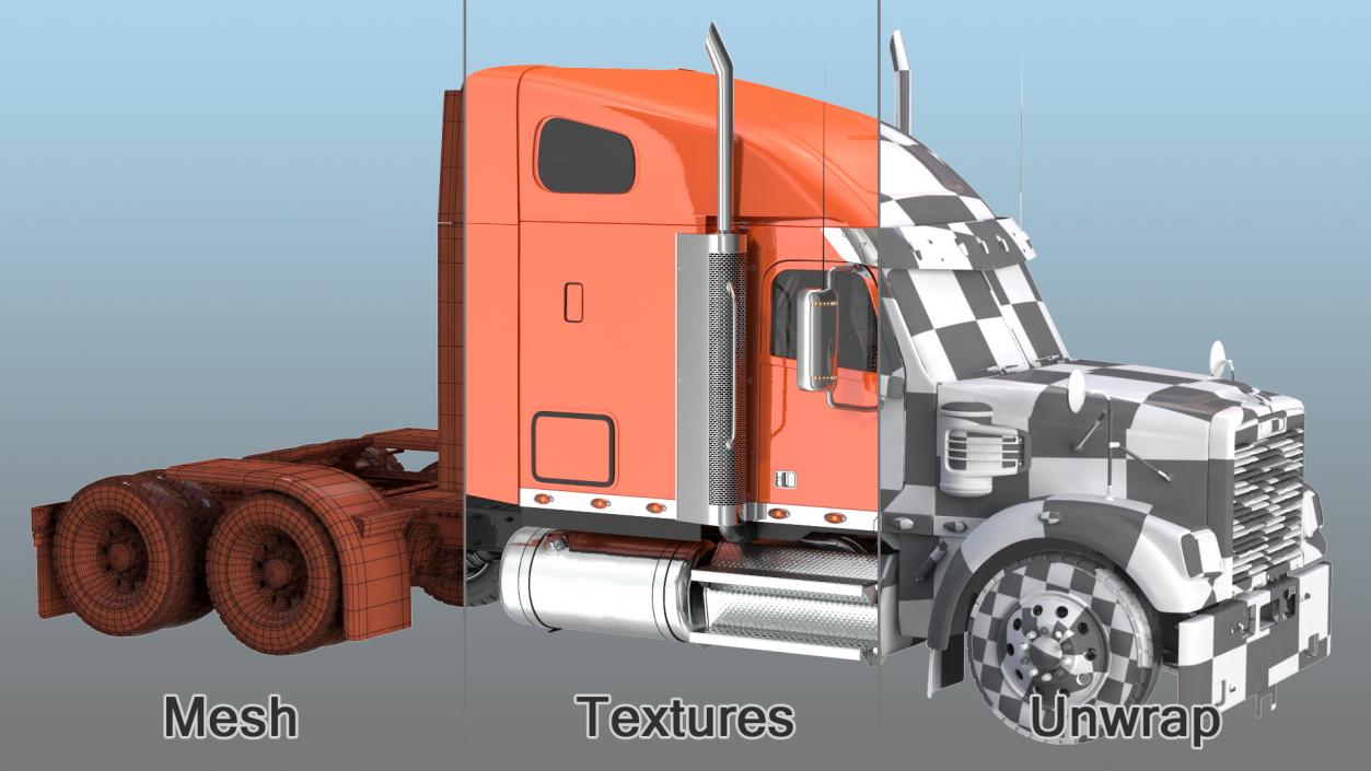 3D 2020 Freightliner 122SD Truck Rigged