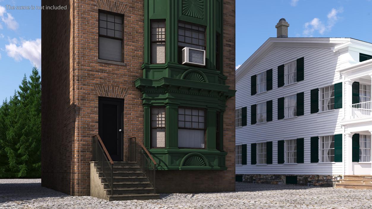 3D Brick Apartment Building with Blank Walls