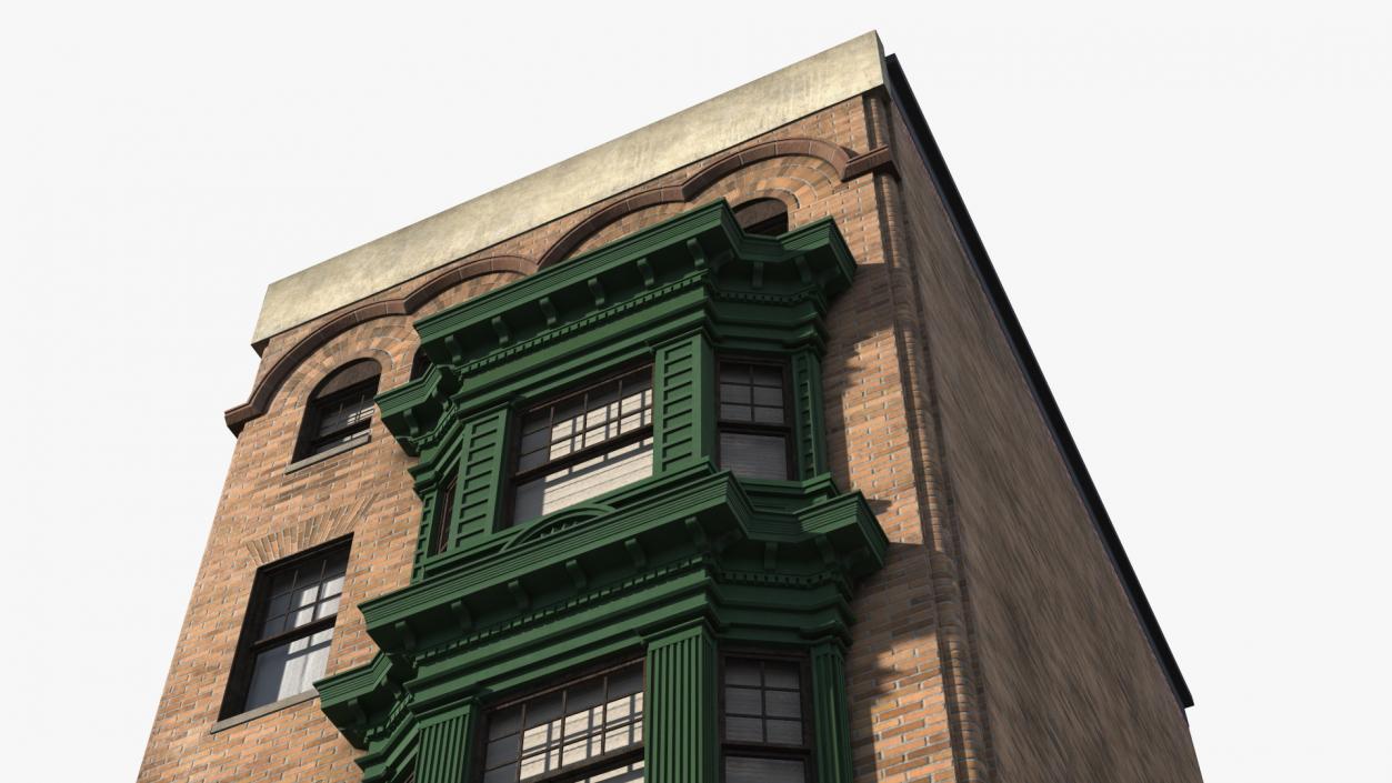 3D Brick Apartment Building with Blank Walls