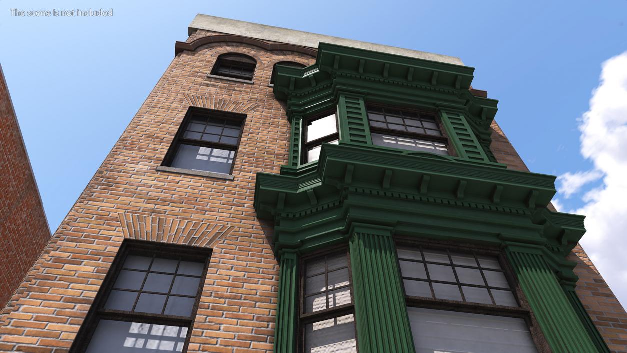 3D Brick Apartment Building with Blank Walls