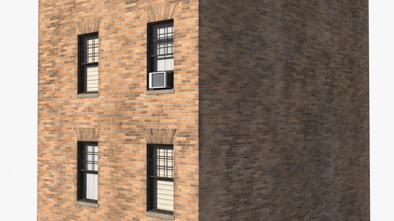 3D Brick Apartment Building with Blank Walls