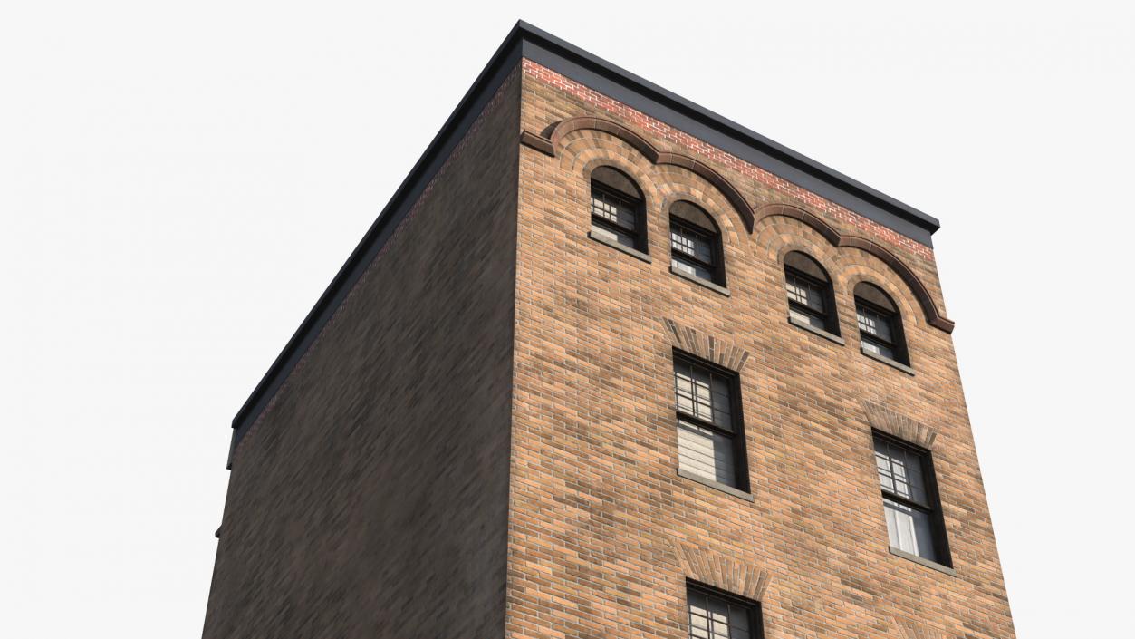 3D Brick Apartment Building with Blank Walls