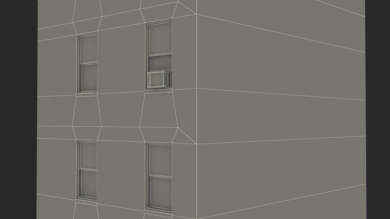 3D Brick Apartment Building with Blank Walls