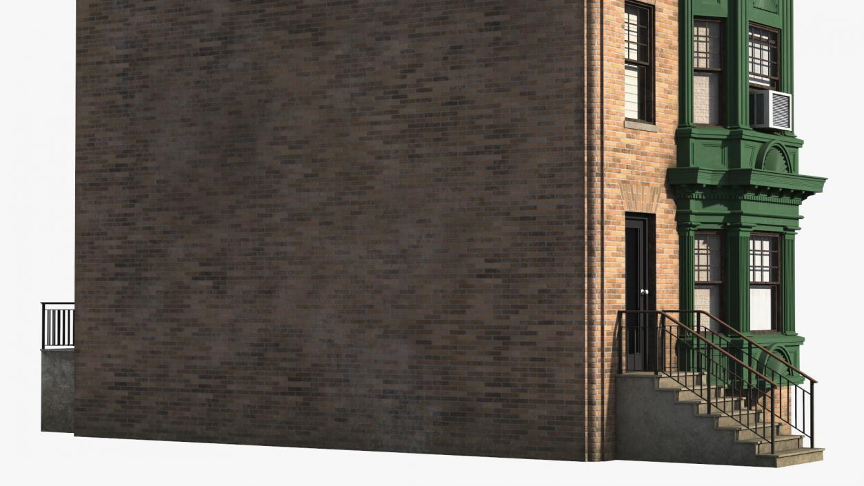 3D Brick Apartment Building with Blank Walls