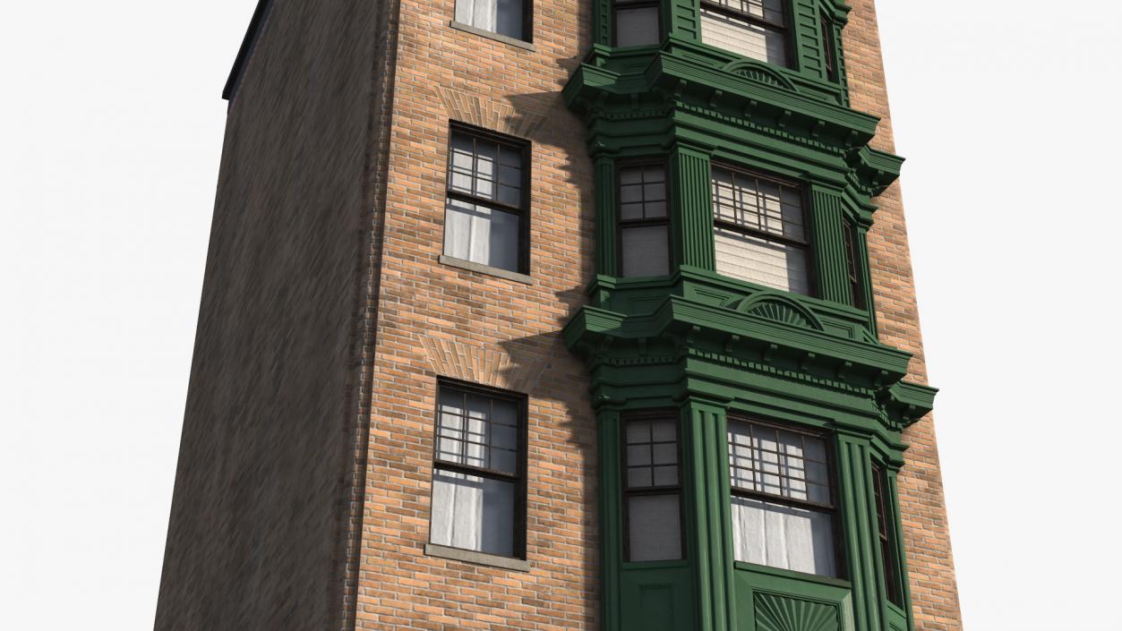 3D Brick Apartment Building with Blank Walls