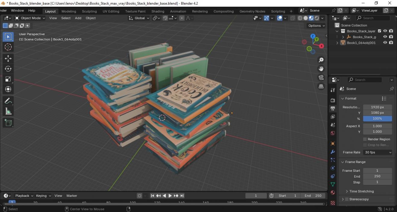 3D Books Stack