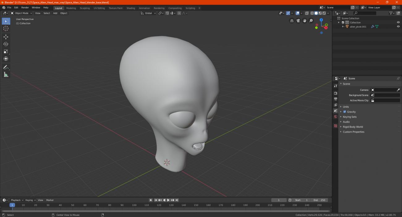 3D Space Alien Head