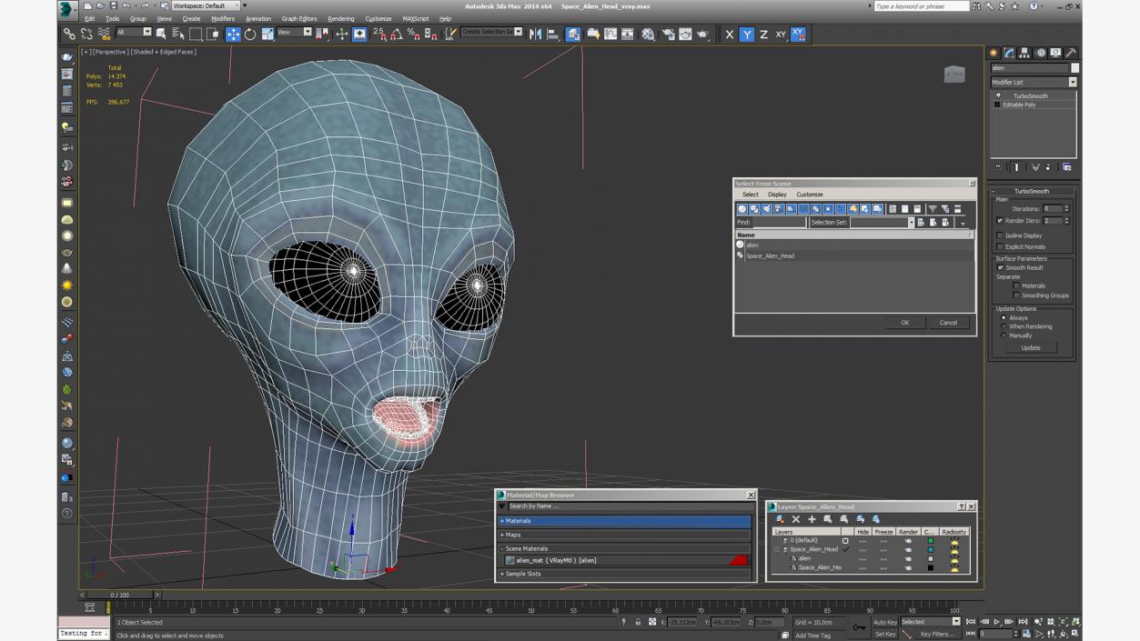 3D Space Alien Head