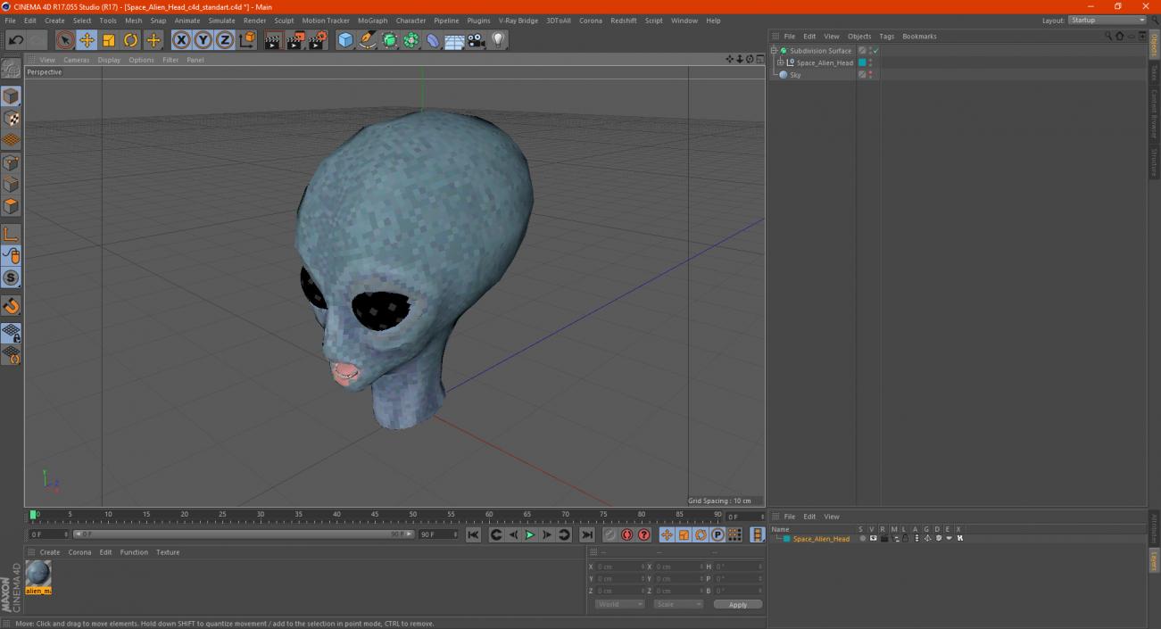 3D Space Alien Head