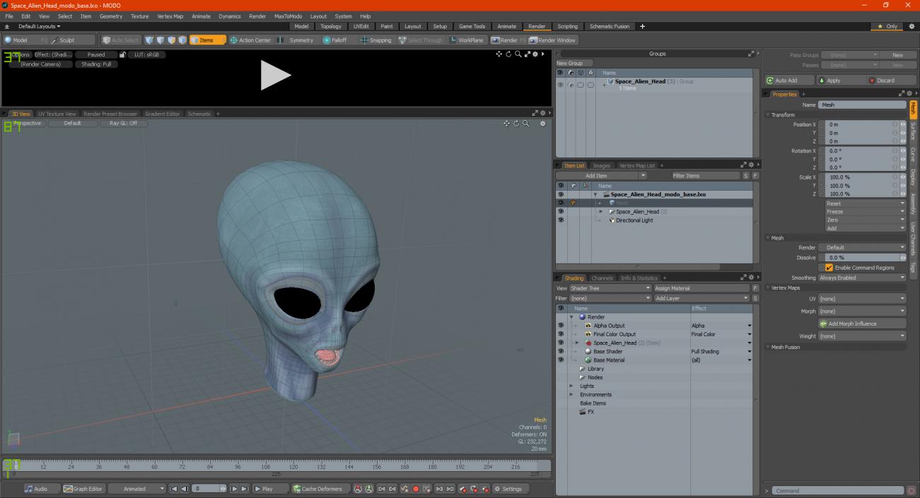 3D Space Alien Head