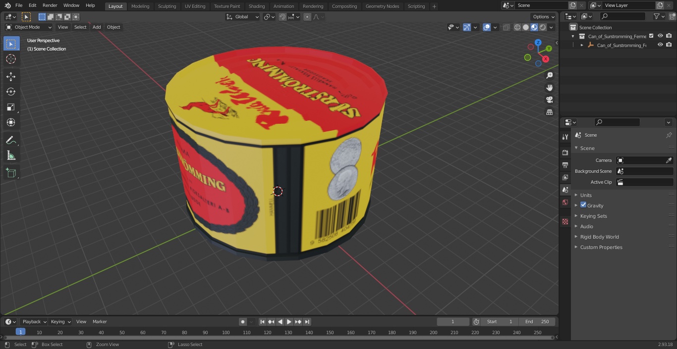 Can of Surstromming Fermented Fish 850g 3D model