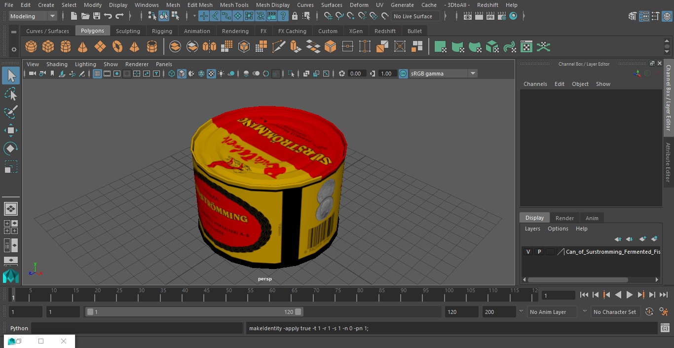 Can of Surstromming Fermented Fish 850g 3D model