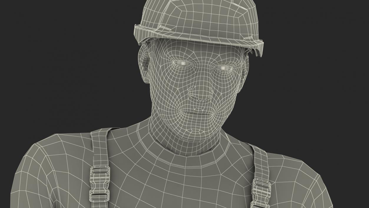 3D model Construction Worker with Trench Roller Rigged