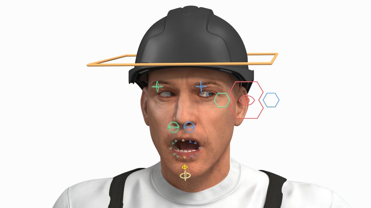 3D model Construction Worker with Trench Roller Rigged