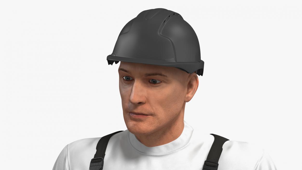 3D model Construction Worker with Trench Roller Rigged