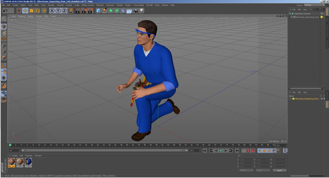 Electrician Inspecting Pose 3D
