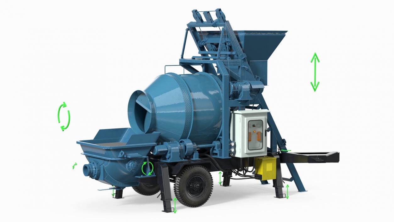 3D model Cement Pump Mixer with Electric Engine Rigged