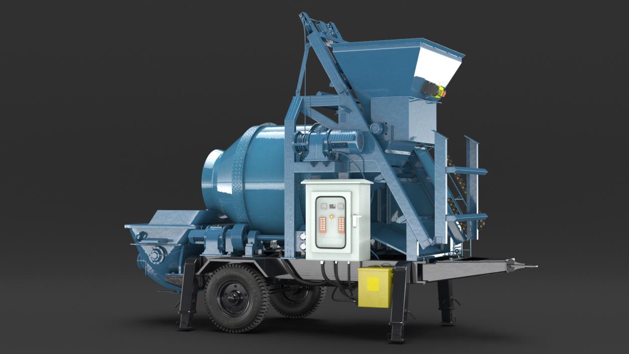 3D model Cement Pump Mixer with Electric Engine Rigged