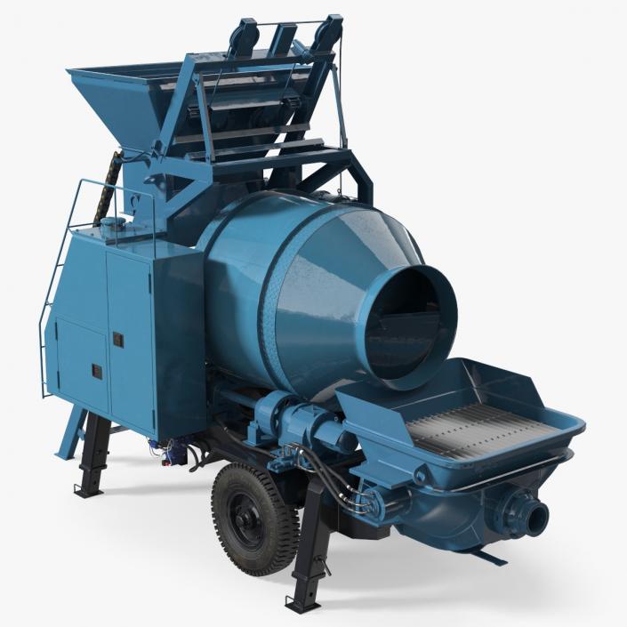 3D model Cement Pump Mixer with Electric Engine Rigged